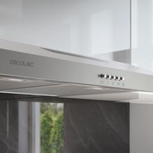 Bolero Flux CM 602200 Inox B Campana extractora convencional de 60cm de ancho, acabado inox, potencia succión 220m3/h, Motor 70W, Clase B, control mecánico, 3 niveles de potencia y luz.
