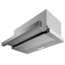 Bolero Flux TLM 603500 Inox A Cappa aspirante telescopica larga 60 cm, finitura inox, potenza di aspirazione di 350 m3/h, motore da 70 W, classe A, controllo meccanico, 2 livelli di potenza e filtro a carbone attivo.