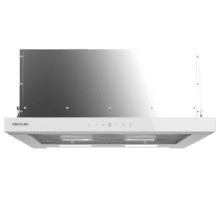 Bolero Flux TLT 605500 Glass White A++ Hotte aspirante télescopique de 60 cm de large, finition de la façade en verre noir, puissance d'aspiration 550 m3/h, Moteur 70 W, Classe A++, commande mécanique, filtre à charbon et Hand Movement Control.