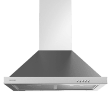 Bolero Flux PM 606500 Inox A Cappa piramidale larga 60 cm, finitura acciaio inox, aspirazione 650 m3/h, Motore 165 W, Classe A, controllo meccanico, 3 livelli di potenza, luce e filtro al carbone.