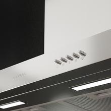 Bolero Flux TM 606500 Inox A Campana T de 60cm de ancho, acabado inox, succión 650m3/h, Motor 165W, Clase A, control mecánico, 3 niveles de potencia, luz y filtro de carbono.