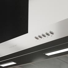 Bolero Flux TM 906500 Inox A Campana T de 90cm de ancho, acabado inox, succión 650m3/h, Motor 165W, Clase A, control mecánico, 3 niveles de potencia, luz y filtro de carbono.