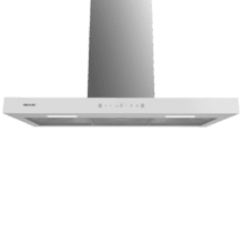 Cappa T Bolero Flux TT 605500 Glass White A++ larga 90 cm, finitura frontale in vetro bianco, potenza di aspirazione di 550 m3/h, motore da 70 W, classe A++, controllo touch, 3 livelli di potenza, Booster, luce, filtro a carbone attivo, Hand Movement Control e Delay Function.