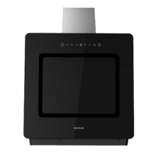 Bolero Flux DT 608002 Glass Black A++ Campana decorativa de 60cm de ancho, acabado frontal vidrio negro, chimenea inox, succión 800m3/h, Motor 210W, Clase A++, control táctil, 3 niveles de potencia, Booster, luz, filtro de carbono, Hand Movement Control y Delay Function.