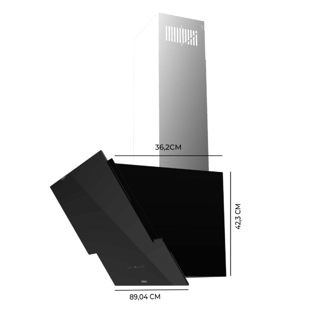 Bolero Flux DT 908001 Glass Black A++ Campana decorativa Bolero Flux DT 908001 Glass Black A++ de 90cm de ancho, acabado frontal vidrio negro, chimenea inox, succión 800m3/h, Motor 210W, Clase A++, control táctil, 3 niveles de potencia, Booster, luz, filtro de carbono y Hand Movement Control.