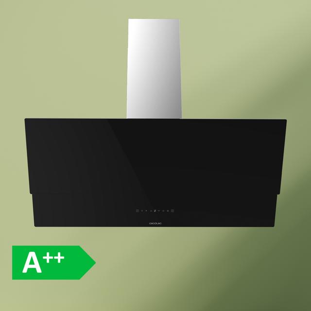 Bolero Flux DT 908001 Glass Black A++ Campana decorativa Bolero Flux DT 908001 Glass Black A++ de 90cm de ancho, acabado frontal vidrio negro, chimenea inox, succión 800m3/h, Motor 210W, Clase A++, control táctil, 3 niveles de potencia, Booster, luz, filtro de carbono y Hand Movement Control.