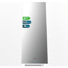 Bolero Flux ICT 388000 Inox A++ Campana isla cuadrada de 38cm de ancho, acabado inox, succión 800m3/h, Motor 210W, Clase A++, control electrónico, 3 niveles de potencia, luz, filtro de carbono y Delay Function.