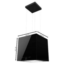 Bolero Flux CCT 448000 Glass Black A++ Hotte carrée suspendue Bolero Flux CCT 448000 Glass Black A++, 44 cm de large, finition en verre noir, aspiration de 800 m3/h, moteur 210 W, classe A++, commande tactile, 3 niveaux de puissance, Booster, lumière, filtre à charbon, Hand Movement Control et Delay Function.