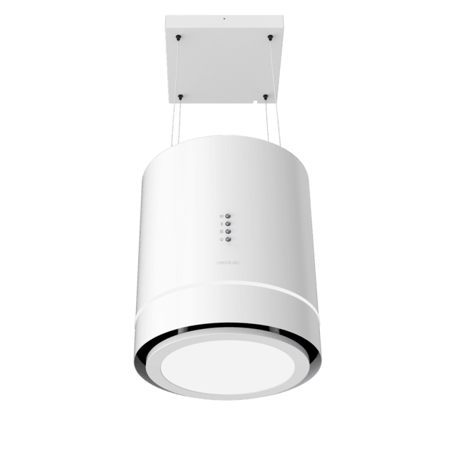 Bolero Flux CRE 448000 White A++ Campana colgante redonda Bolero Flux CRE 448000 White A++ de 38cm de diametro, acabado en blanco, succión 712m3/h, Motor 210W, Clase A++, control electrónico, 3 niveles de potencia, luz, filtro de carbono y Booster Function.