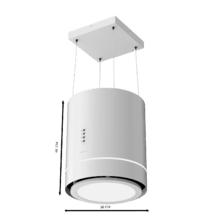 Bolero Flux CRE 448000 White A++ Hotte ronde suspendue Bolero Flux CRE 448000 White A++ de 44 cm de diamètre, finition inox, aspiration de 800m3/h, moteur de 210 W, classe A++, contrôle électronique, 3 niveaux de puissance, lumière, filtre à charbon et Delay Function.