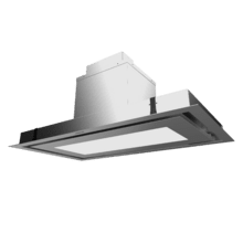 Bolero Flux TIR 908000 Inox A++ Campana integrable de techo de 90cm de ancho, acabado inox, succión 800m3/h, Motor 210W, Clase A++, remote control, 3 niveles de potencia, Booster, luz y filtro de carbono.