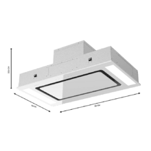 Bolero Flux TIR 908000 Glass White A++ Campana integrable de techo de 90cm de ancho, acabado vidrio blanco, succión 800m3/h, Motor 210W, Clase A++, remote control, 3 niveles de potencia, Booster, Delay Function, Luz Led y Filtros de carbono.