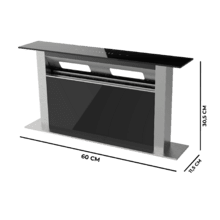 Bolero Flux ET 608000 Glass Black A++, Campana Extractora de encimera de 60cm, Cristal Negro y Acero Inoxidable, Succión 800m3/h, Motor 210W, Clase A++, Control Slider Touch, 8 Velocidades, Luz LED Ajustable, Delay Function, Filtros de Carbono y Aluminio.