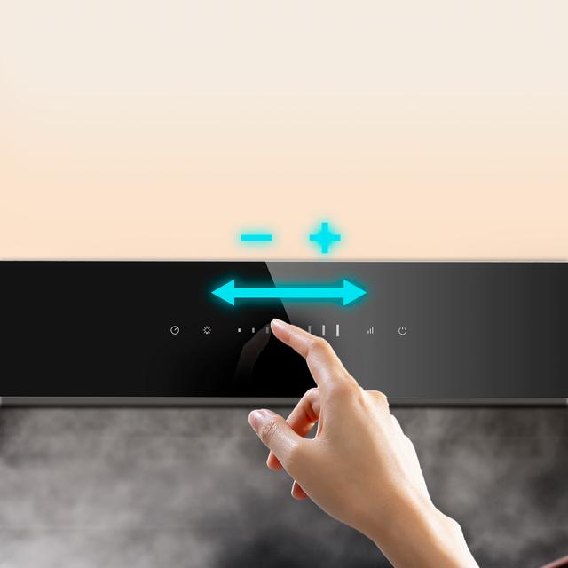 Bolero Flux ET 608000 Glass Black A++, Campana Extractora de encimera de 60cm, Cristal Negro y Acero Inoxidable, Succión 800m3/h, Motor 210W, Clase A++, Control Slider Touch, 8 Velocidades, Luz LED Ajustable, Delay Function, Filtros de Carbono y Aluminio.