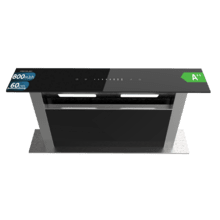 Bolero Flux ET 608000 Glass Black A++, Campana Extractora de encimera de 60cm, Cristal Negro y Acero Inoxidable, Succión 800m3/h, Motor 210W, Clase A++, Control Slider Touch, 8 Velocidades, Luz LED Ajustable, Delay Function, Filtros de Carbono y Aluminio.