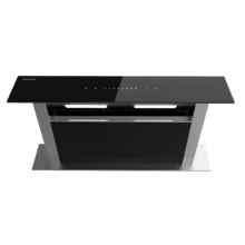 Bolero Flux ET 608000 Glass Black A++, Campana Extractora de encimera de 60cm, Cristal Negro y Acero Inoxidable, Succión 800m3/h, Motor 210W, Clase A++, Control Slider Touch, 8 Velocidades, Luz LED Ajustable, Delay Function, Filtros de Carbono y Aluminio.