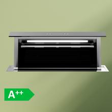 Bolero Flux ET 908000 Glass Black A++, Campana Extractora de Encimera de 90cm, Cristal Negro y Acero Inoxidable, Succión 800m3/h, Motor 210W, Clase A++, Control Slider Touch, 8 Velocidades, Luz LED Ajustable, Delay Function, Filtros de Carbono y Aluminio.