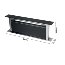 Bolero Flux ET 908000 Glass Black A++, Campana Extractora de Encimera de 90cm, Cristal Negro y Acero Inoxidable, Succión 800m3/h, Motor 210W, Clase A++, Control Slider Touch, 8 Velocidades, Luz LED Ajustable, Delay Function, Filtros de Carbono y Aluminio.