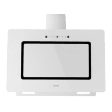Bolero Flux DT 908002 Glass White A++ Campana decorativa de 90cm de ancho, acabado frontal vidrio blanco, chimenea inox, succión 800m3/h, Motor 210W, Clase A++, control táctil, 3 niveles de potencia, Booster, luz, filtro de carbono y Hand Movement Control.