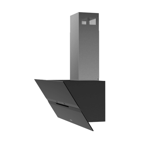 Bolero Flux DT 908010 Glass Black A++ Campana decorativa de 90cm de ancho, acabado frontal vidrio negro mate, chimenea inox, succión 800m3/h, Motor 210W, Clase A++, control táctil, 3 niveles de potencia, Booster, luz, filtro de carbono, Apertura automática y Hand Movement Control.