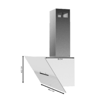 Bolero Flux DT 908010 Glass White A++ Campana decorativa de 90cm de ancho, acabado frontal vidrio blanco mate, chimenea inox, succión 800m3/h, Motor 210W, Clase A++, control táctil, 3 niveles de potencia, Booster, luz, filtro de carbono, Apertura automática y Hand Movement Control.