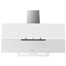 Bolero Flux DT 908010 Glass White A++ Campana decorativa de 90cm de ancho, acabado frontal vidrio blanco mate, chimenea inox, succión 800m3/h, Motor 210W, Clase A++, control táctil, 3 niveles de potencia, Booster, luz, filtro de carbono, Apertura automática y Hand Movement Control.