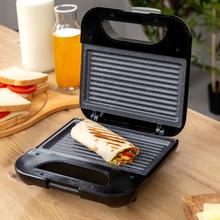 Rock'nToast Grill + 2-Sandwichmaker aus Edelstahl, 800 W Leistung und antihaftbeschichtete Grillplatten.