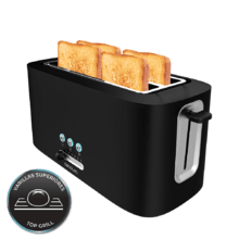 Toast&Taste 16000 Extra Double M. Tostadora Vertical con 1630 W, 2 Ranuras Largas extraanchas, 3 Funciones, Diseño en plástico con acabados en acero inox, Incluye Varillas superiores