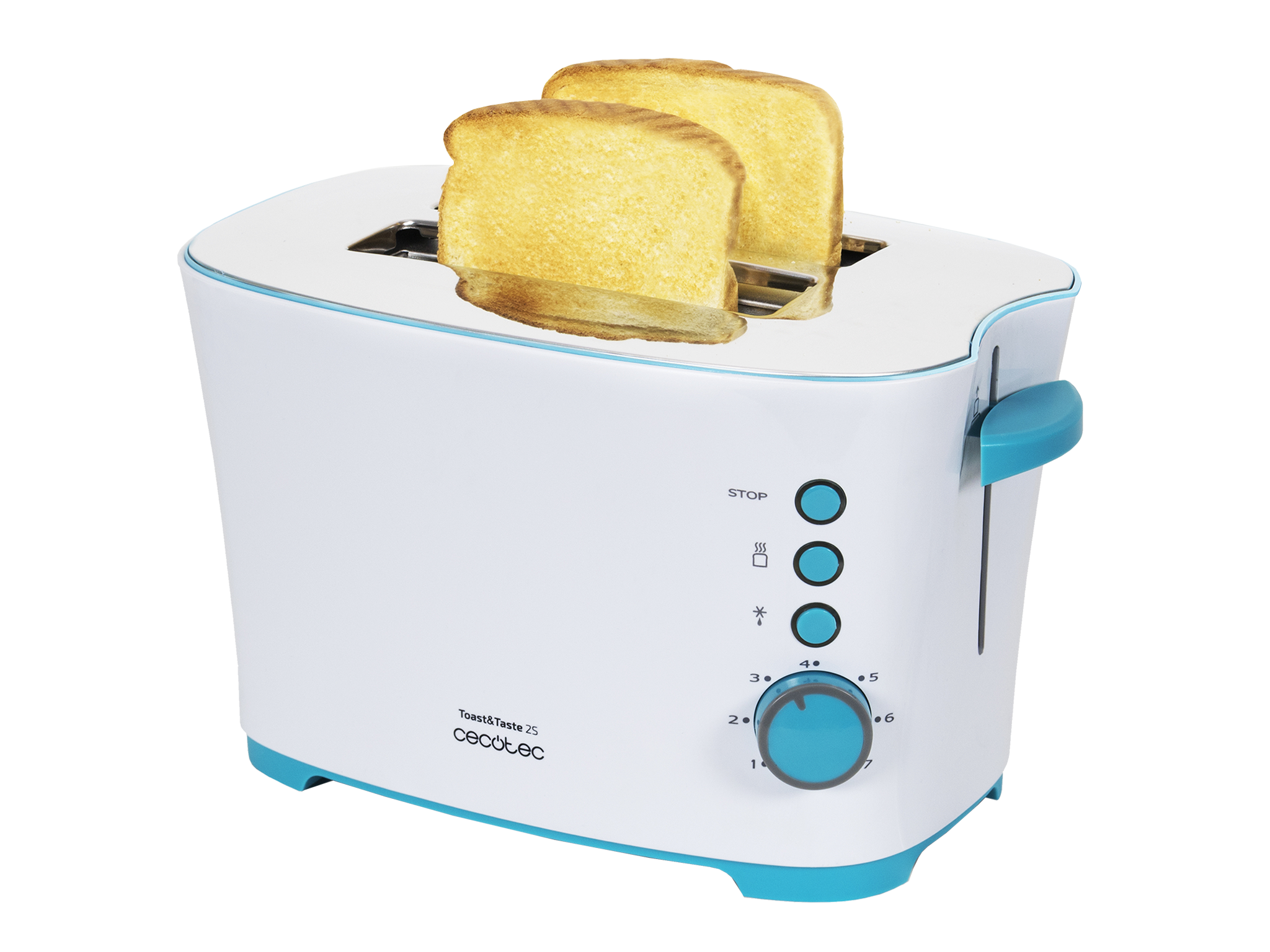 Toast&Taste 2S - Grille-pain, 7 niveaux de puissance, capacité pour 2 toasts, 3 fonctions (Griller, Réchauffer, Décongeler), pinces, plateau ramasse-miettes et 650 W