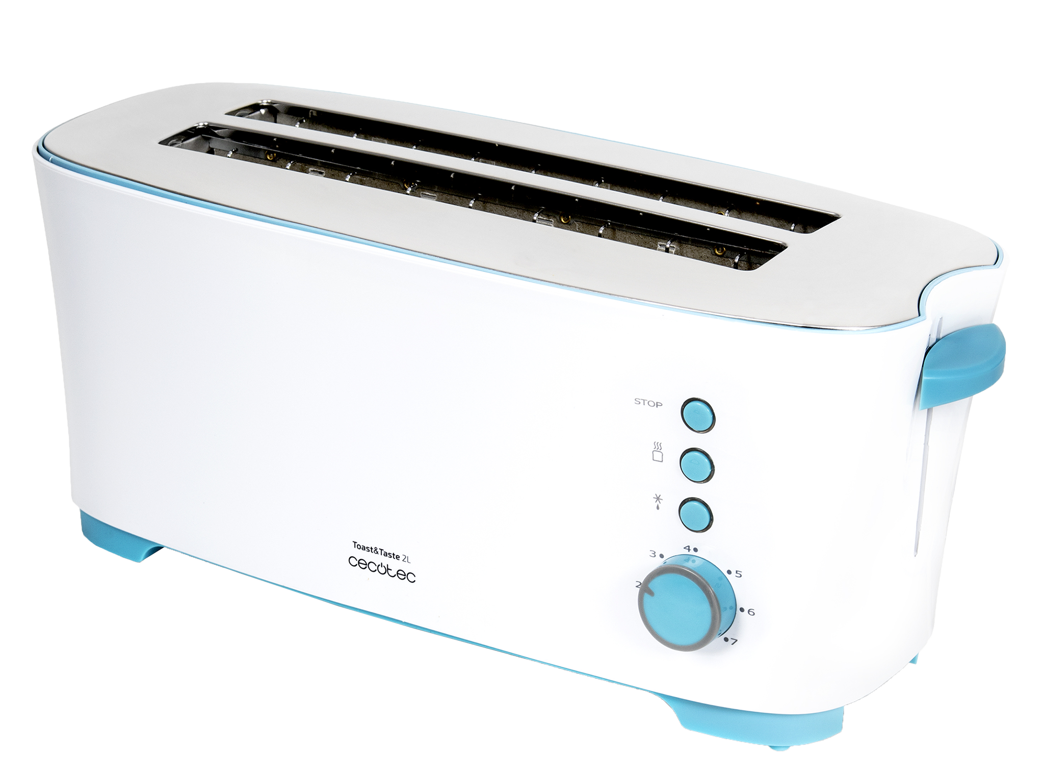 Toast&Taste 2L - Toaster, 7 Leistungsstufen, 4 Toastkapazitäten, 3 Funktionen (Toasten, Aufwärmen, Auftauen) Inklusive Brötchenhalter, Krümelfach, 1350 W
