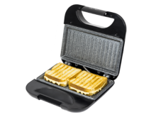 Rock’nToast Square Sandwichera con Revestimiento Antiadherente. 750 W, Capacidad para 2 Sandwiches, Superficie Grill, Asa Tacto Frío, Recogecables