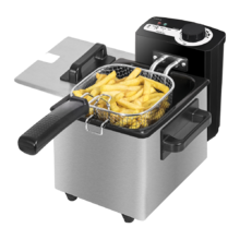 CleanFry 1,5 l. Fritadeira elétrica com óleo de 1000 W, 1,5 l de Capacidade, Temperatura Até 190 °C, Tigela Esmaltada apta para Máquina De Lavar Louça, Filtro OilCleaner que Mantém O Óleo Limpo