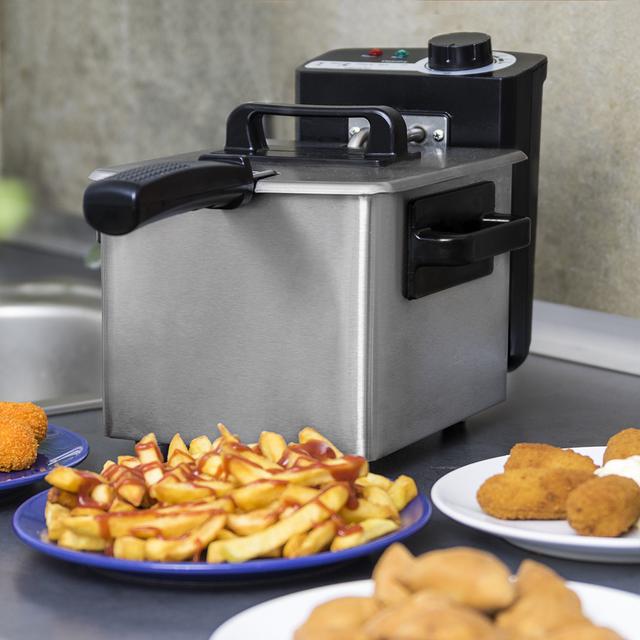 CleanFry 1,5 l. Fritadeira elétrica com óleo de 1000 W, 1,5 l de Capacidade, Temperatura Até 190 °C, Tigela Esmaltada apta para Máquina De Lavar Louça, Filtro OilCleaner que Mantém O Óleo Limpo