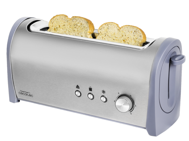 Tostapane in Acciaio Steel&Toast 1 l. 6 livelli di potenza, capienza per 2 toast, 3 funzioni (tostare, riscaldare, scongelare), include supporto per prodotti da forno, cassettino raccoglibriciole, 1000 W