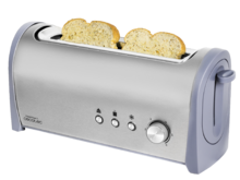 Tostapane in Acciaio Steel&Toast 1 l. 6 livelli di potenza, capienza per 2 toast, 3 funzioni (tostare, riscaldare, scongelare), include supporto per prodotti da forno, cassettino raccoglibriciole, 1000 W