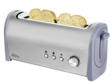 Steel&Toast 1L Stahl Toaster 6 Leistungsstufen, 2 Toastkapazitäten, 3 Funktionen (Toasten, Aufwärmen, Auftauen), inkl. Brötchenhalter, mit Krümelfach, 1000 Watt