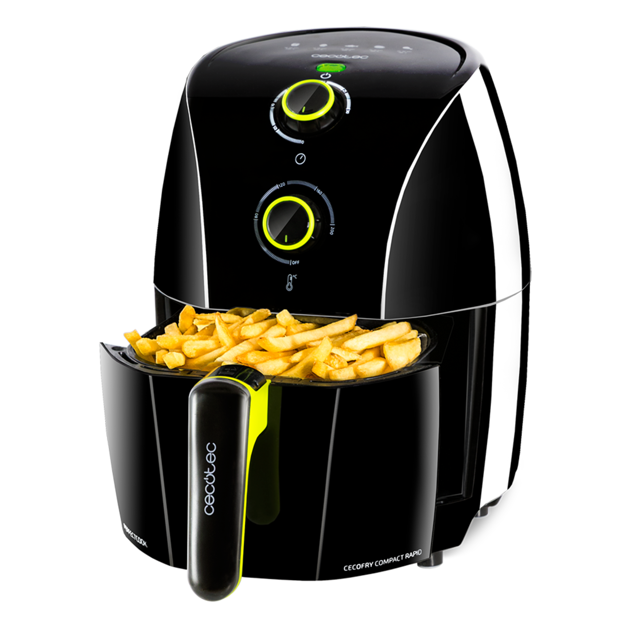 Friggitrice ad aria compatta Cecofry Compact Rapid Black Capienza per 400 g di patate, temperatura 200 ºC, tempo regolabile 0-30 min, include ricettario