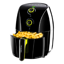 Friteuse diététique sans huile compacte Cecofry Compact Rapid Black. Capacité pour 400 gr de pommes de terre, température 200 ºC, temps réglable 0-30 min, livre de recettes inclus.