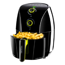 Cecofry Compact Rapid Black. Fritadeira de ar quente sem óleo 1,5L com 900 W, dietética, capacidade 400 gr, temperatura 200 ºC, tempo ajustável, inclui livro de receitas