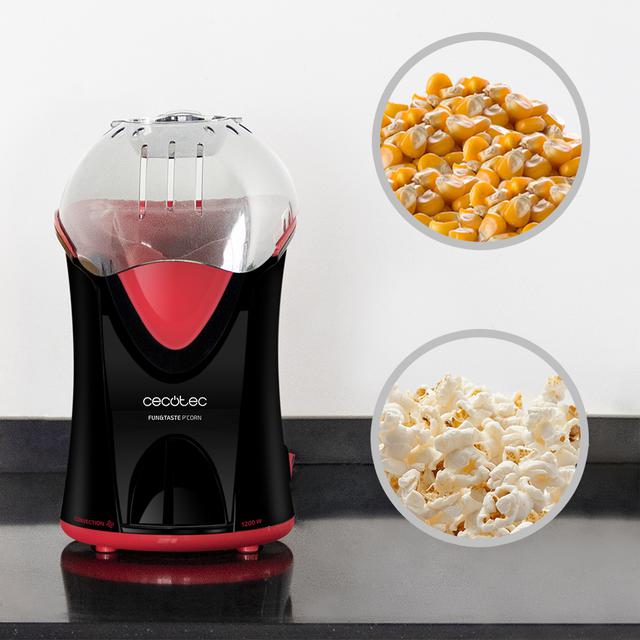 Fun&Taste P´corn Popcornmaker 1200 W, Konvektion, Popcorn in 2 Minuten fertig, Inklusive Messlöffel, Leicht zu reinigen