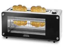 VisionToast. Tostadora de 1260 W, Capacidad 2 Tostadas, Ventanas de Cristal, Ranura XL, 7 Niveles de Tostado, 3 Funciones, 7 Posiciones, Acabados en Acero Inoxidable