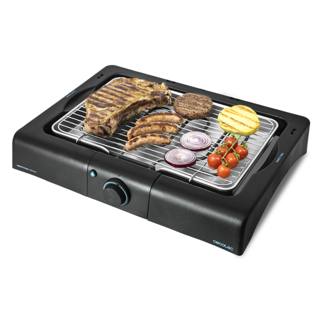 Barbecue de table électrique PerfectSteak 4200 Way de 2400 W, gril en acier inoxydable et hauteur ajustable sur 3 niveaux.