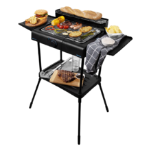 Barbecue Elettrico PerfectSteak 4250 Stand. 2400 W, Griglia in acciaio inox, Ampia superficie di appoggio, 3 livelli di altezza e pannello frangivento, Vassoio rimovibile