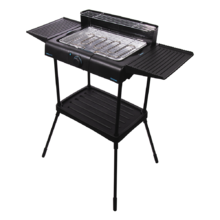 PerfectSteak 4250 Stand. Barbacoa Eléctrica de 2400 W, Parrilla de acero inoxidable, Soportes con Gran Superficie, 3 Niveles de altura y Panel cortavientos, Bandeja desmontable