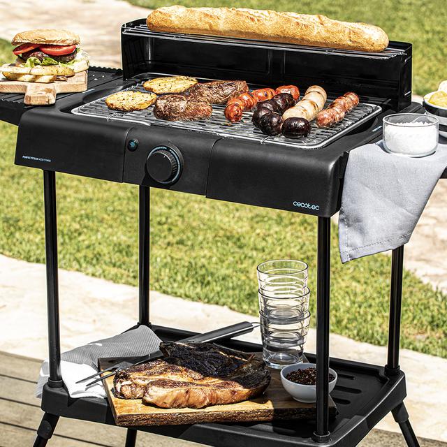 PerfectSteak 4250 Stand Elektrischer Grill. 2400 W, Grillrost aus Edelstahl, große Auflageflächen, 3 Höhenstufen und Windschutz, herausnehmbares Tablett.