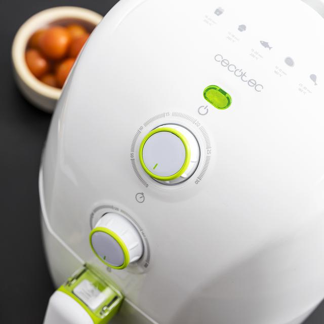 Cecofry Compact Rapid White Fritadeira de ar sem óleo de 1,5 l. 900 W, Dietética, Capacidade para 400 gr, Temperatura 200 ºC, Tempo ajustável, Inclui Livro de Receitas