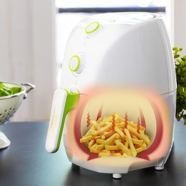 Friggitrice ad aria Cecofry Compact Rapid White. Capacità per 400 g di patate, temperatura 200 ºC, tempo regolabile 0-30 min, include ricettario