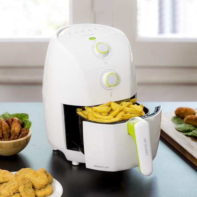 Cecofry Compact Rapid White diätetische Fritteuse, Fassungsvermögen für 400 g Kartoffeln, Temperatur 200ºC, einstellbare Zeit 0-30 min, inkl. Kochbuch