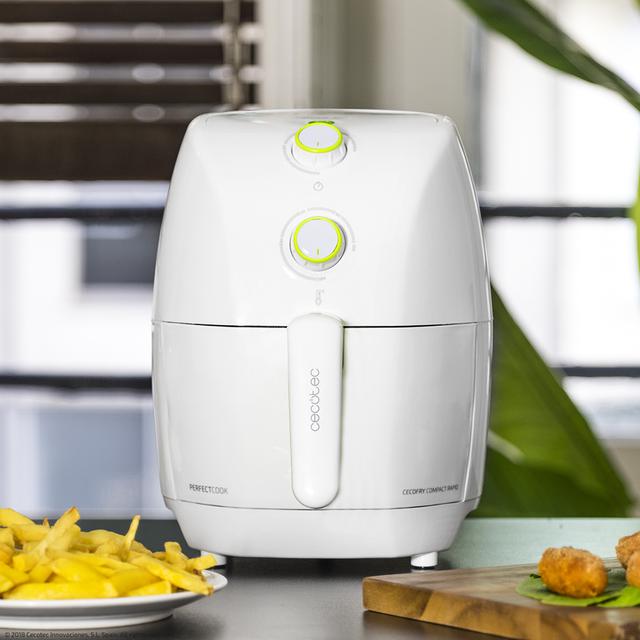 Cecofry Compact Rapid White Freidora sin Aceite 1,5L de Aire Caliente. 900 W, Dietética, Capacidad para 400 gr, Temperatura 200ºC, Tiempo Ajustable, Incluye Recetario