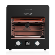 Txuletaco 8000 Inferno Drehspießofen, 2200 W, gusseiserner Grill, Stein und Pizzablech, 2 Fettauffangschalen, Temperatur bis zu 850º, digitales Kochthermometer im Lieferumfang enthalten.